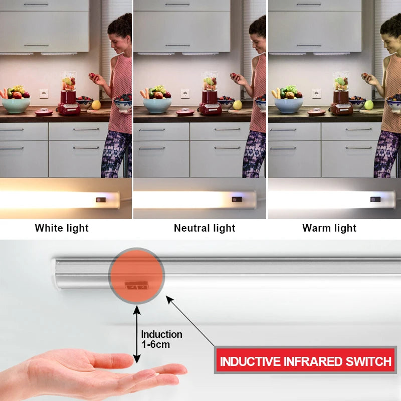 LED Light Under Cabinet Lights For Kitchen Hand Sweep Switch PIR Motion Sensor Closet Wardrobe Lamp 30/40/50cm Led Night Light