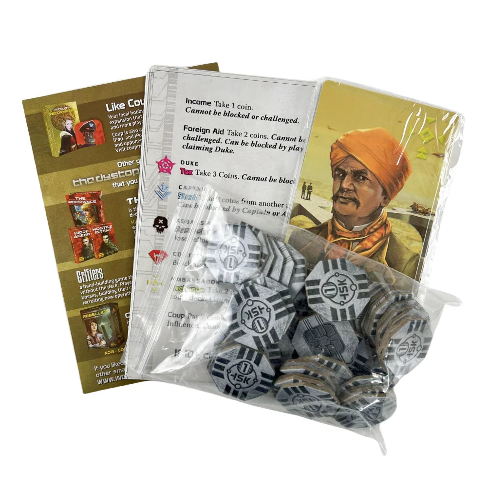 Indie Boards and Cards | Coup | Card Game | Ages 14+ | 2-6 Players | 15 Minute Playing Time