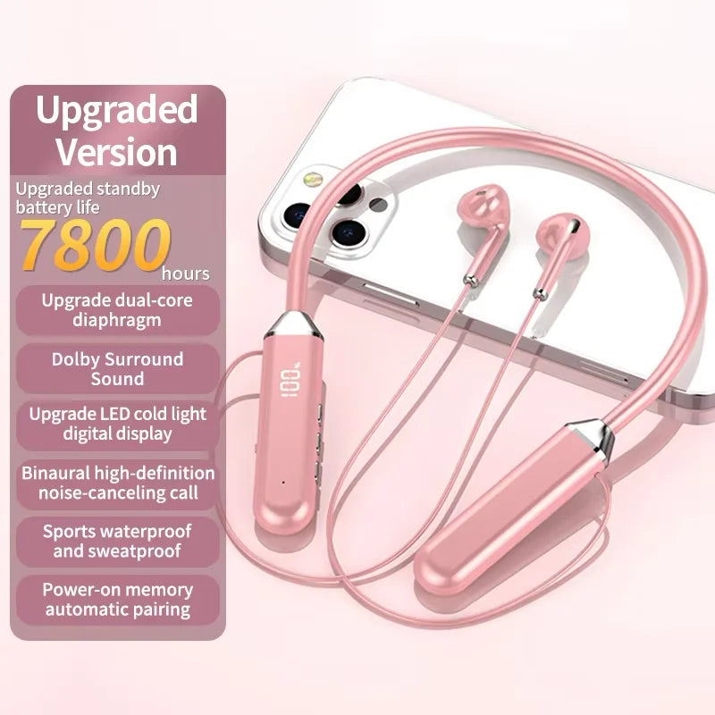 New Sport Neckband Earphone Wireless Headphone audífonos bluetooth inalámbrico Gaming LED Display ear buds for xiaomi huawei