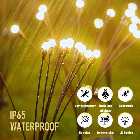1PC 8/10Led Solar Garden Firefly Light Outdoor Waterproof Starburst Swing Decorative Lamp for Path Yard Patio Pathway Landscape