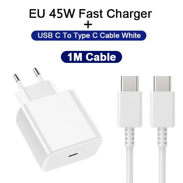 45W PD Charger Fast Charging for Samsung Galaxy S22 S23 Ultra Note 10+ 5G USB C Mobile Phone Type C Wall Quick Charging Adapter