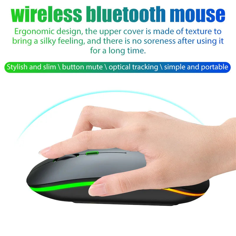 Tablet Phone Computer Bluetooth Wireless Mouse Charging Luminous 2.4G USB Wireless Mouse Portable Mouse