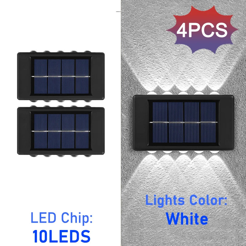 10LED Solar Wall Lights Outdoor Waterproof Security LED Lighting For Garden Yard Fence Decor Lamps