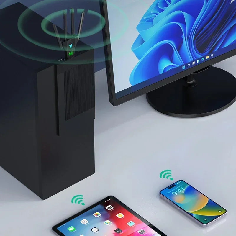 Original 4 Antennas 1200Mbps WiFi USB 3.0 Adapter 2.4G/5GHZ Dual Band WiFi Dongle Wireless Network Card 802.11AX For Win 10/11