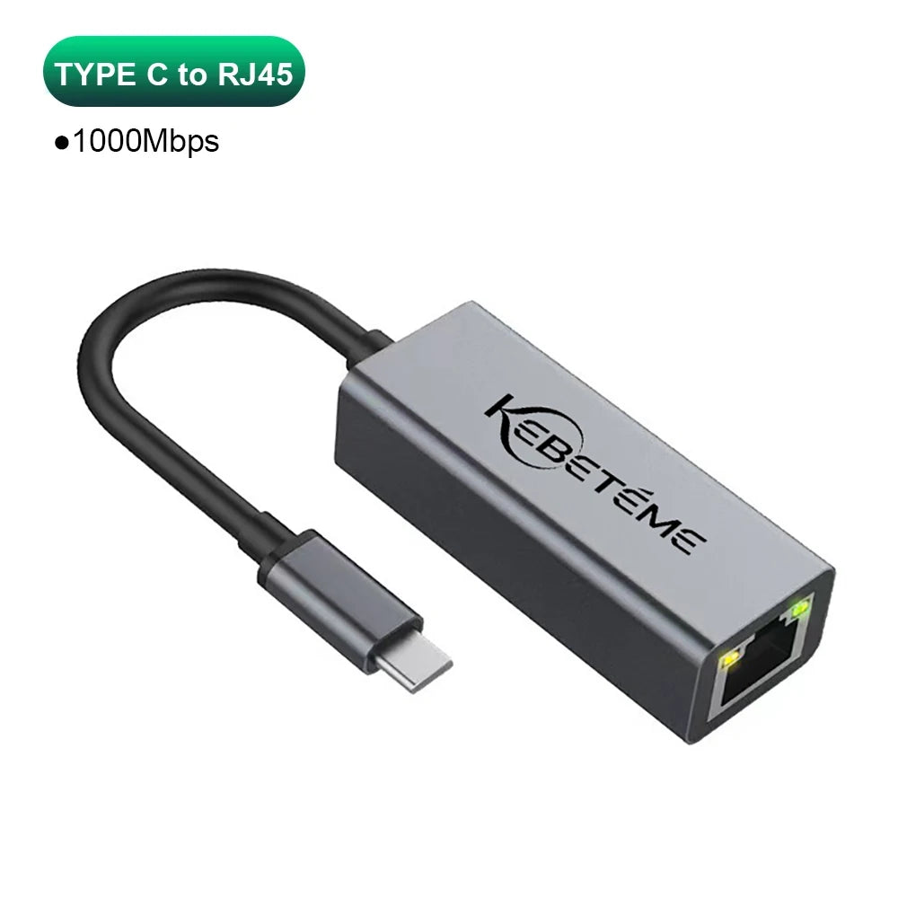 Kebidumei 1000Mbps USB Ethernet Adapter USB 3.0 Network Card to USB RJ45 Lan for PC MacBook Win 10/11 Xiaomi Ethernet USB Cable
