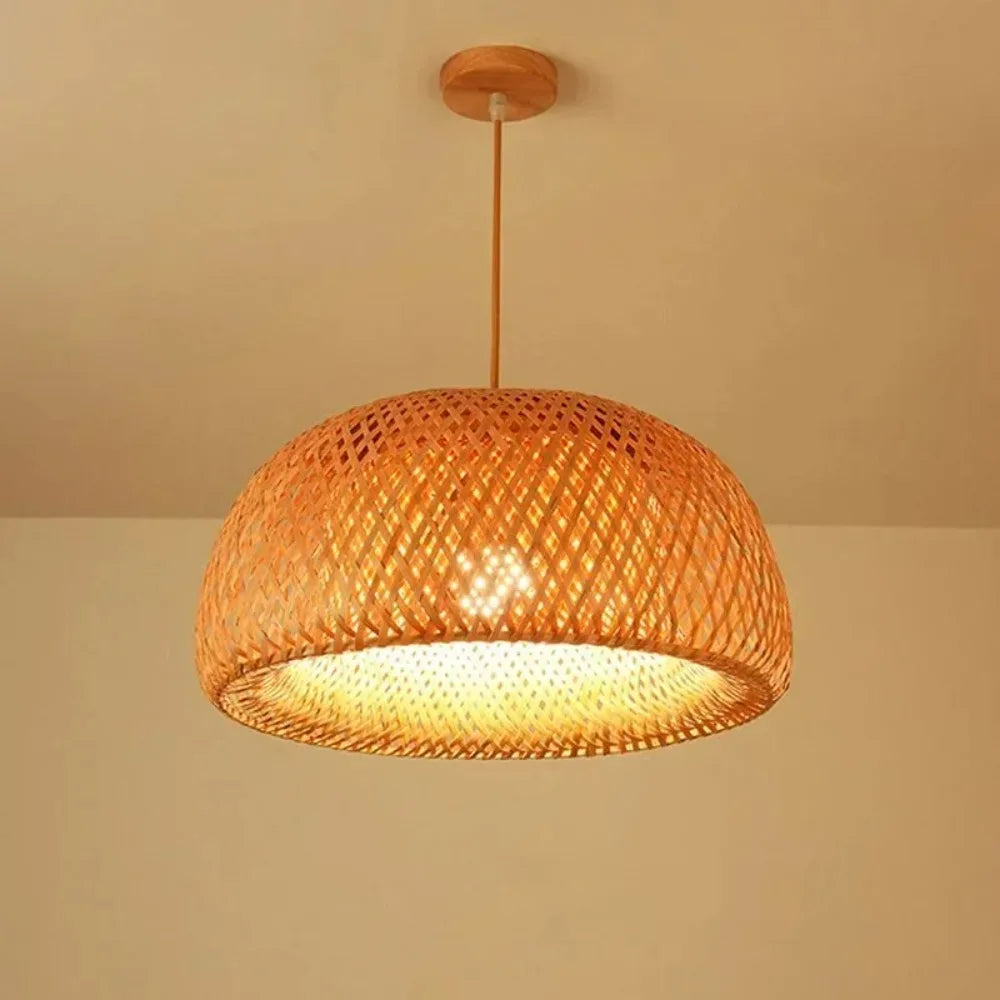 30/38/45CM Hand Knitted Chinese Bamboo Pendant Lamp Weaving Hanging Lamp Restaurant Chandeliers Home Decor Lighting Fixture