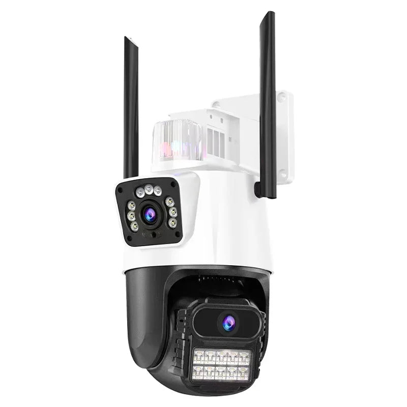 8MP WiFi Camera Outdoor 8X Zoom Security Camera 4K Video Surveillance Three Lens Dual Screen PTZ ICsee Alexa NVR Security CCTV