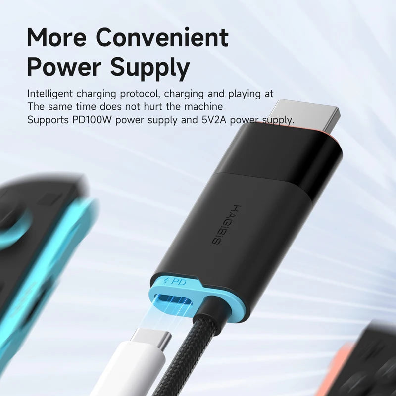 Hagibis Switch 2 Dock for Nintendo Switch/Switch2/OLED 4K@60Hz USB C to HDMI Cable Adapter 100W PD Power Supply for Laptops ROG