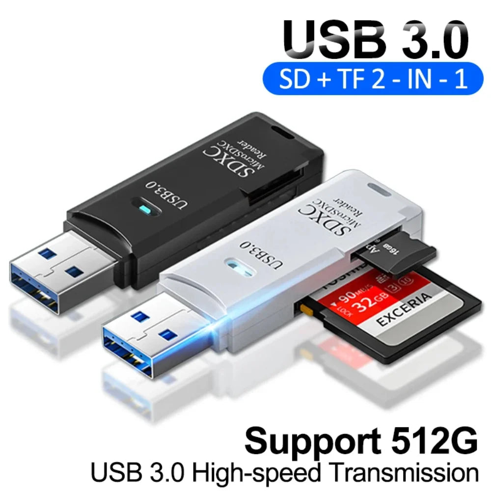 NNBILI 2 in 1 USB 3.0/USB2.0 Card Reader Micro SD Card Reader USB3.0 Adapter High Speed TF Memory Card for PC Laptop Accessories