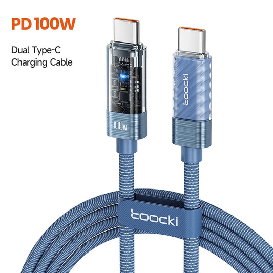 Toocki PD 100W Type C To Type C Cable Fast Charge For iPhone 15 16 Pro Max Macbook Huawei Mate 60 USB C Auto Power Off Data Cord