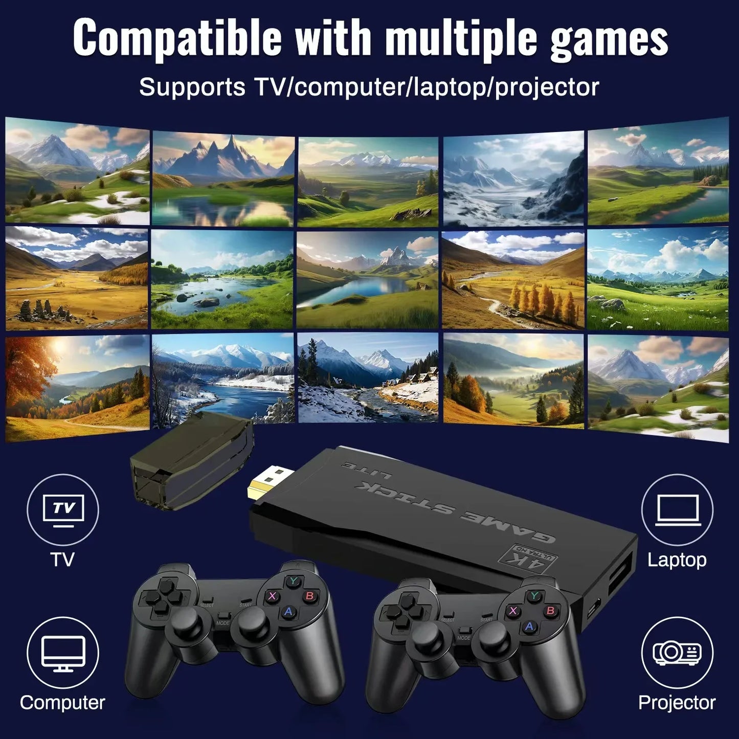 M8 4K Retro Game Stick - 64GB Handheld Console Preloaded with 20,000+ Games & Wireless Controller for PS1 Emulation