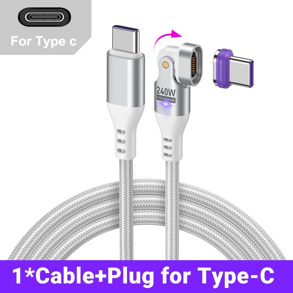 AUFU 16pin 180 Rotate Magnetic Cable 240W Fast Charging Micro USB Type C Cable For iPhone Xiaomi Samsung Magnet USB Phone Cable