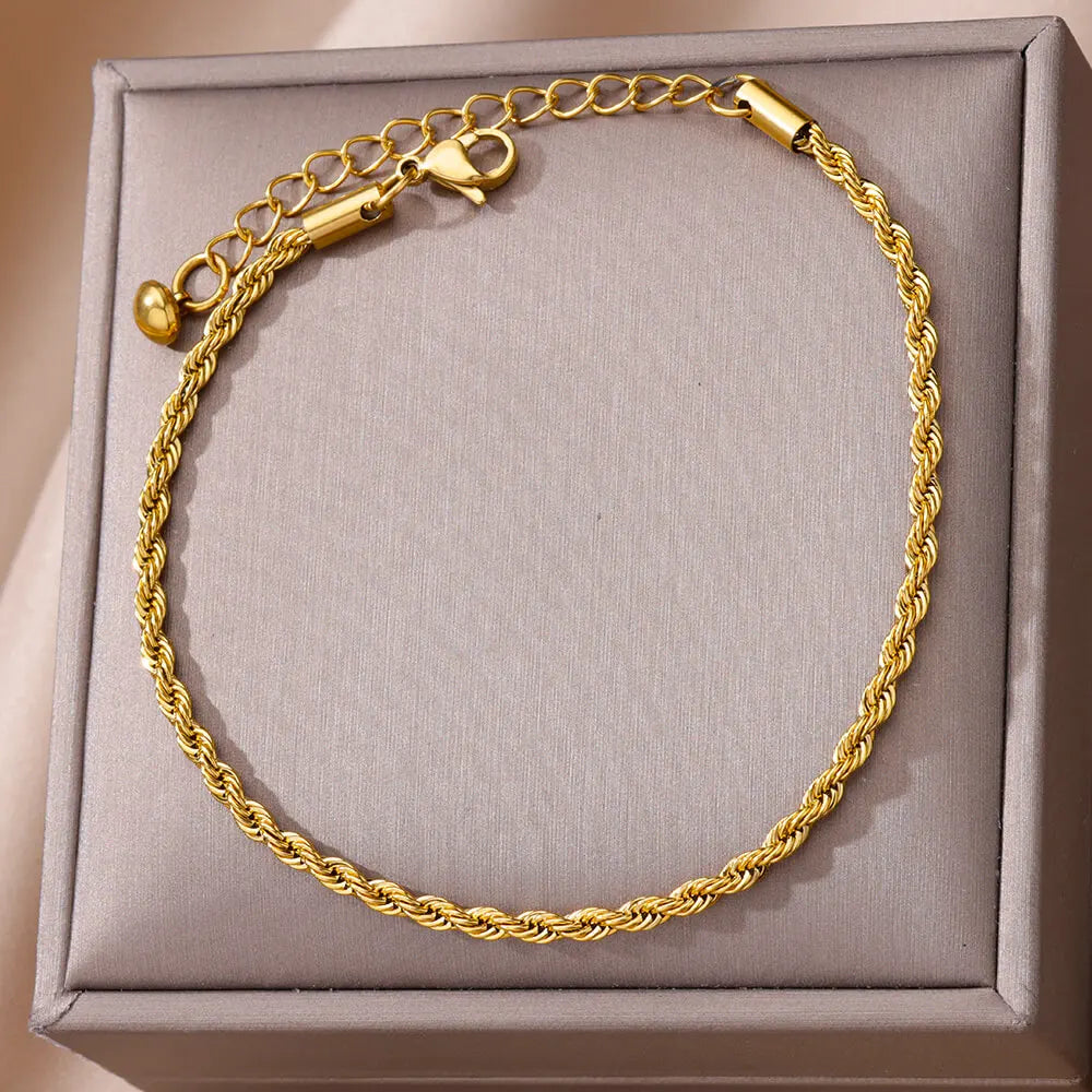 Stainless Steel Chain Anklets for Women Accessories Gold Color Ankle Bracelet Waterproof Anklet Summer Beach Boho Jewelry Gift