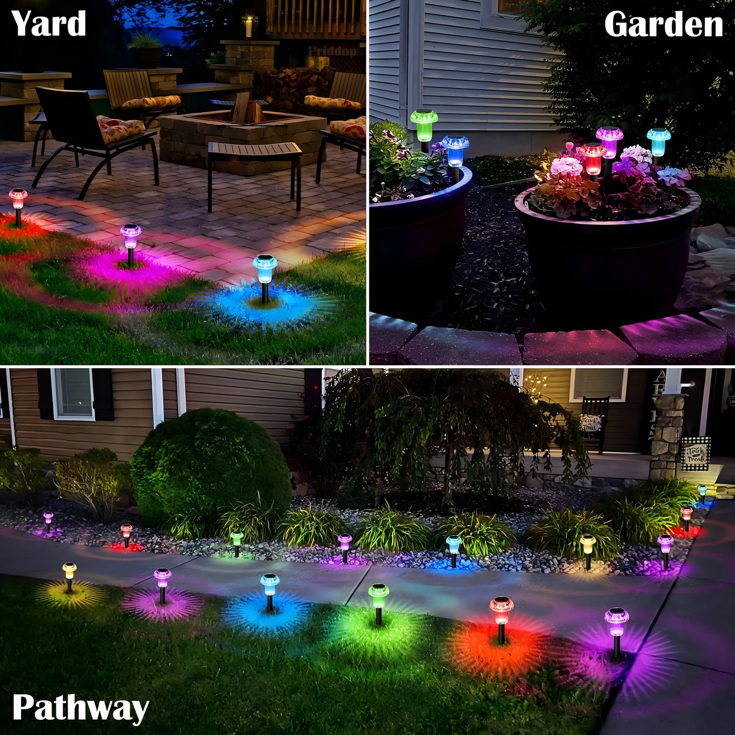 4Pcs Solar Pathway Lights Outdoor Vibrant LED Mushroom Garden Stake Lighting for Walkways Lawns Driveways Landscapes Decorative