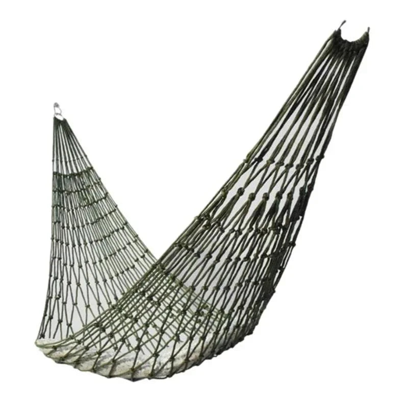 Outdoor Camping Hammock with Thick Mesh Nylon Rope Single Person Hammock Swing, Leisure Anti Rollover Hammock Mesh Tree Bed
