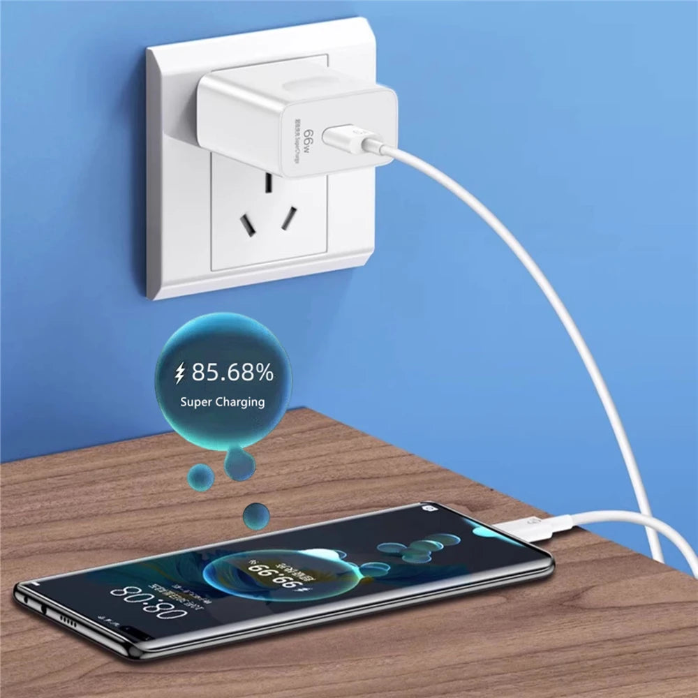 66W Super Fast Charger For Huawei Mate 40 50 P50 P60 Nova 11 Honor 90 100 X8b Magic 5 Lite 6 Pro Type C Quick Charging 6A Cable