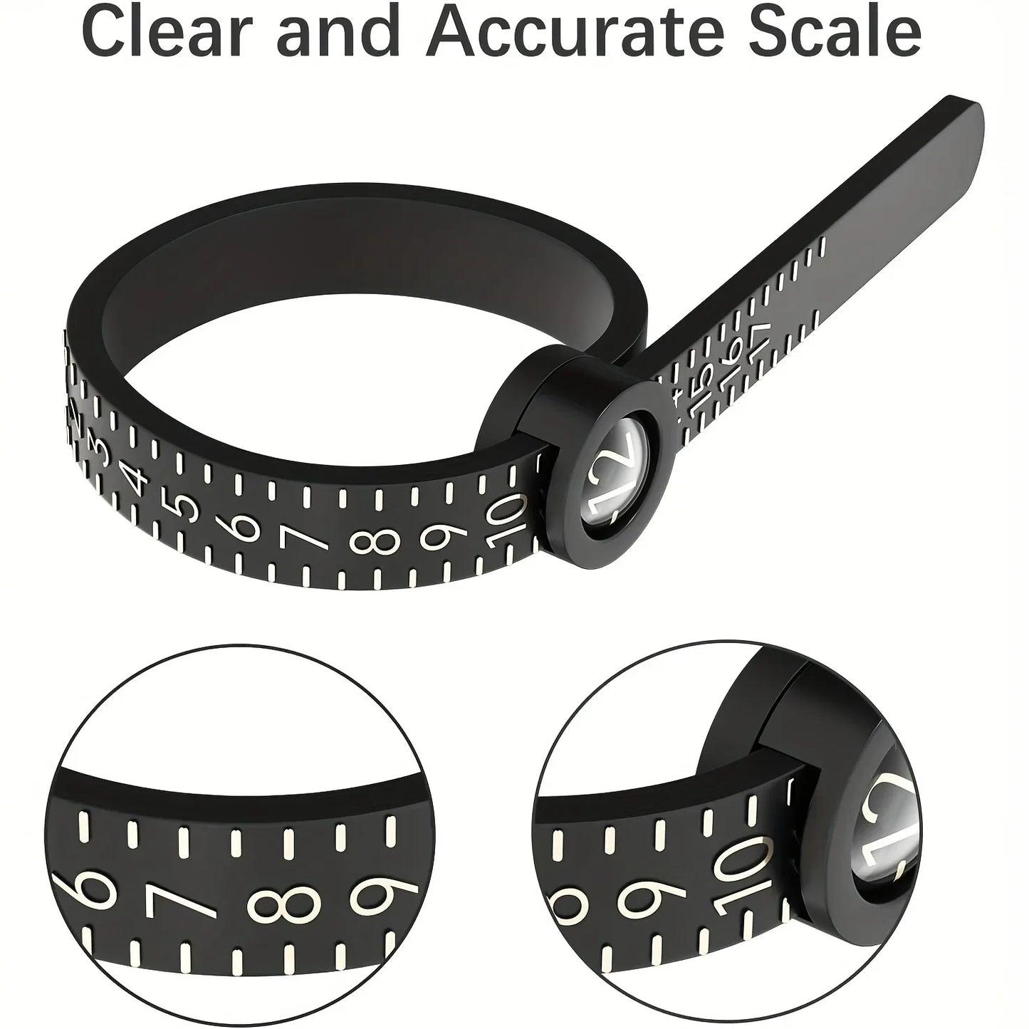Adjustable Ring Sizer with Magnifier US/UK/EU/HK Size Chart Reusable Finger Measuring Tool for Accurate Ring Sizing