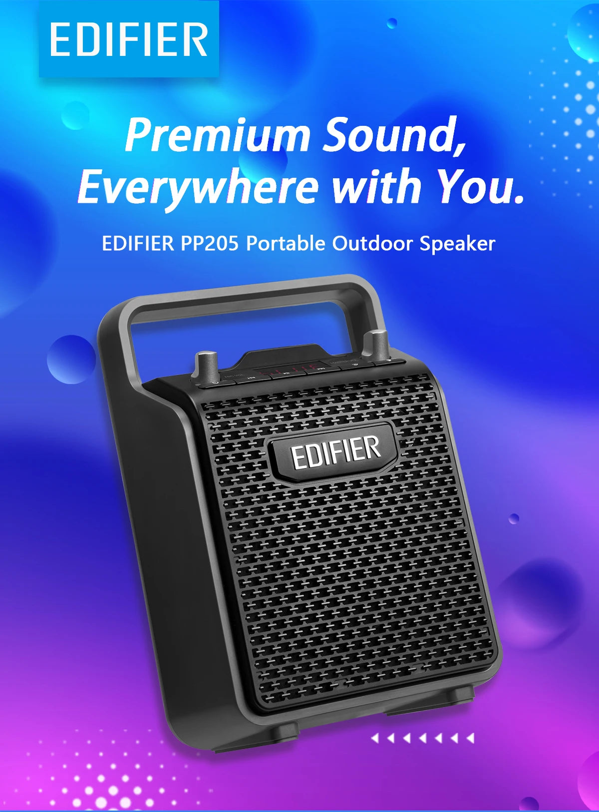 Edifier PP205 Outdoor Portable Bluetooth Speaker Line In USB TF Card Inputs 8 Hours Playback Support Wird Mic Karaoke Speaker