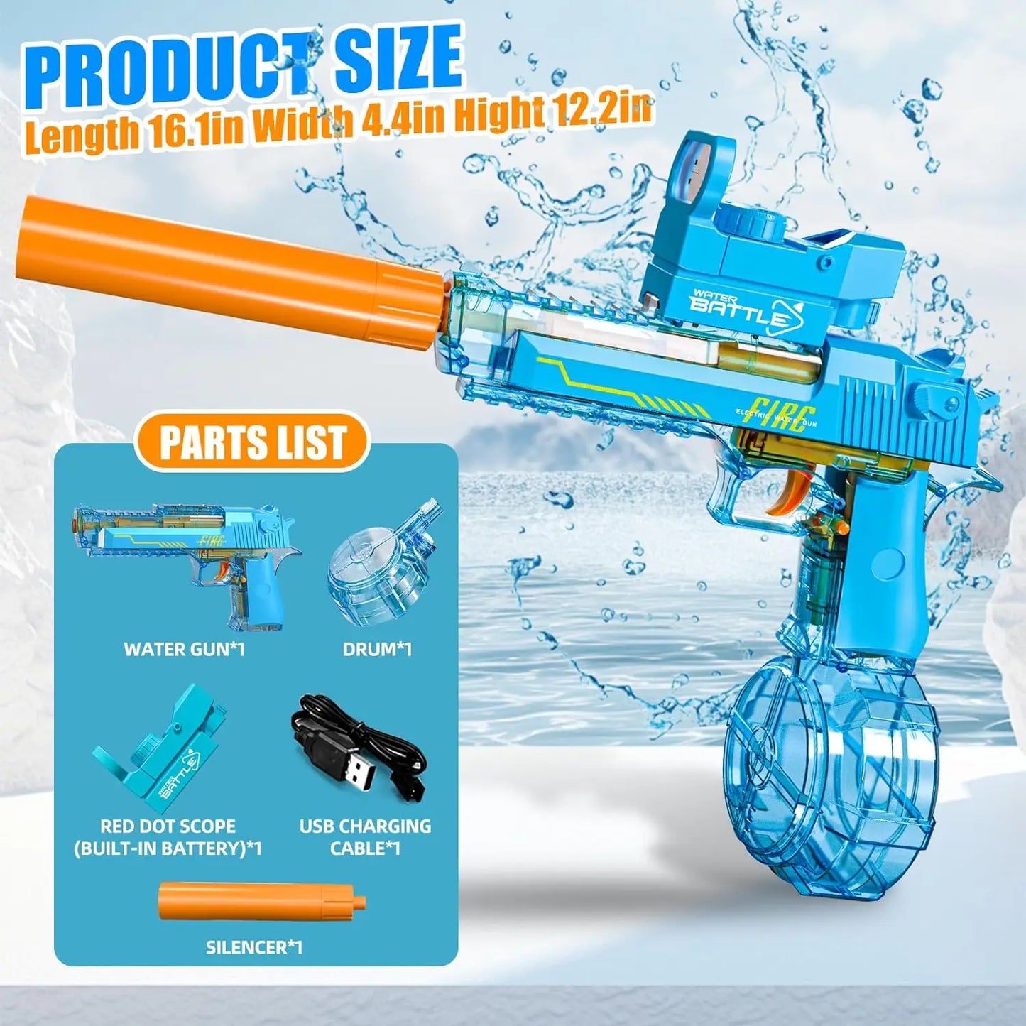 Electric Water Gun - Automatic Manual Dual Modes  Rechargeable Water Gun with Large Capacity, for Summer Outdoor Pool Fun