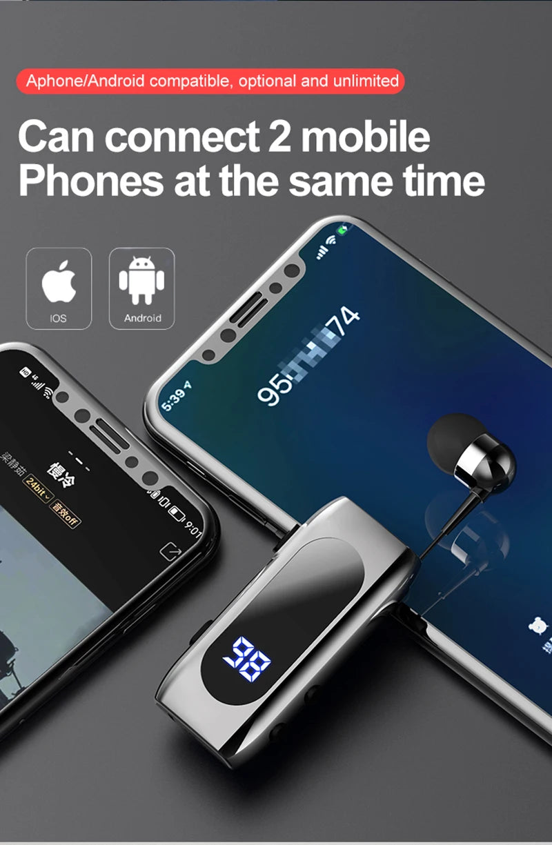 New K88 Lavalier Business Headset Bluetooth 5.4 Bass Earphone Call Vibration Reminder+Voice Number Reporting Wireless Headphone