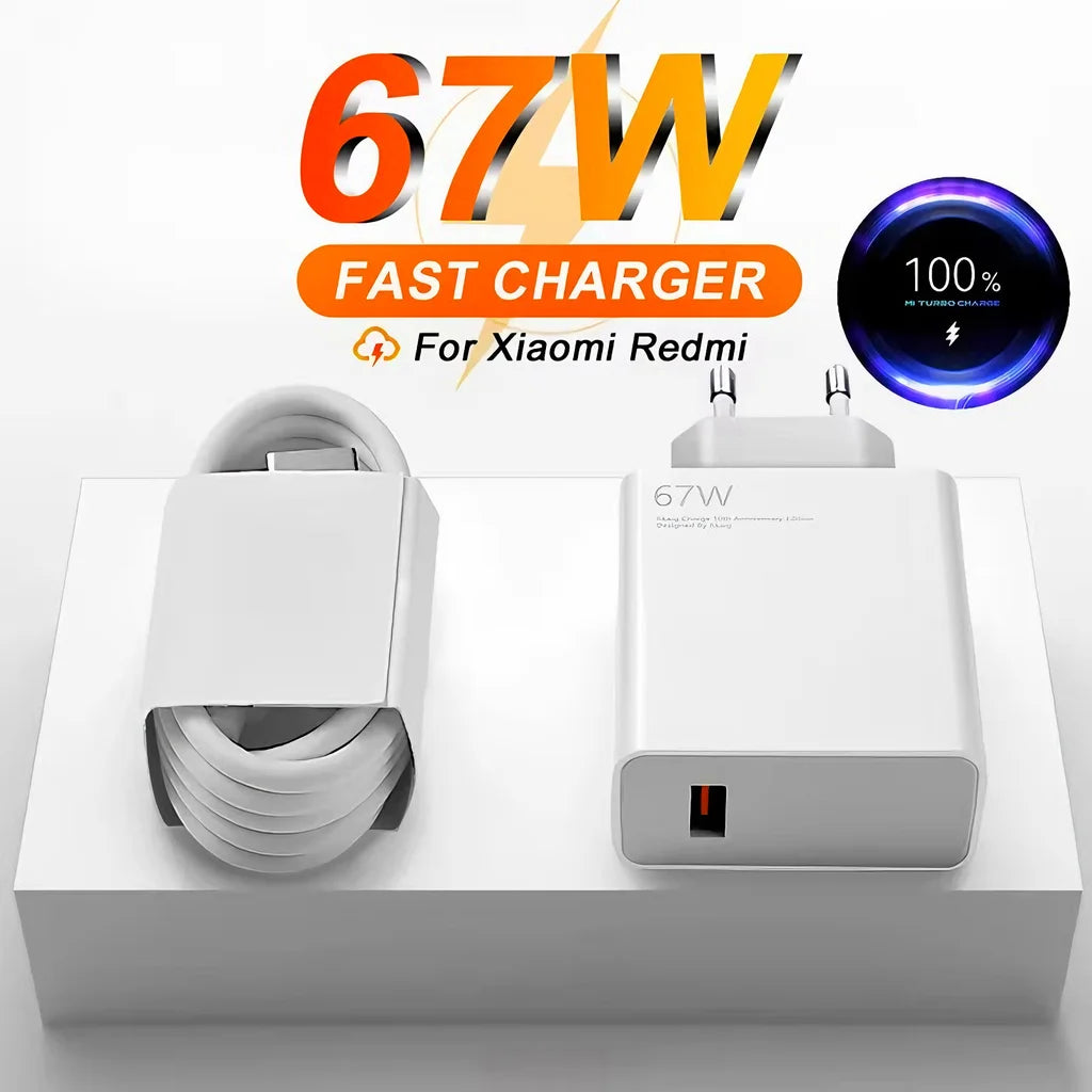 EU Plug 6A 67W Ultra Fast Charger For Xiaomi 10T 11 12 Lite 13T 14 Redmi Note 11T 12T 13 POCO X5 X6 F6 Type C USB Charging Cable