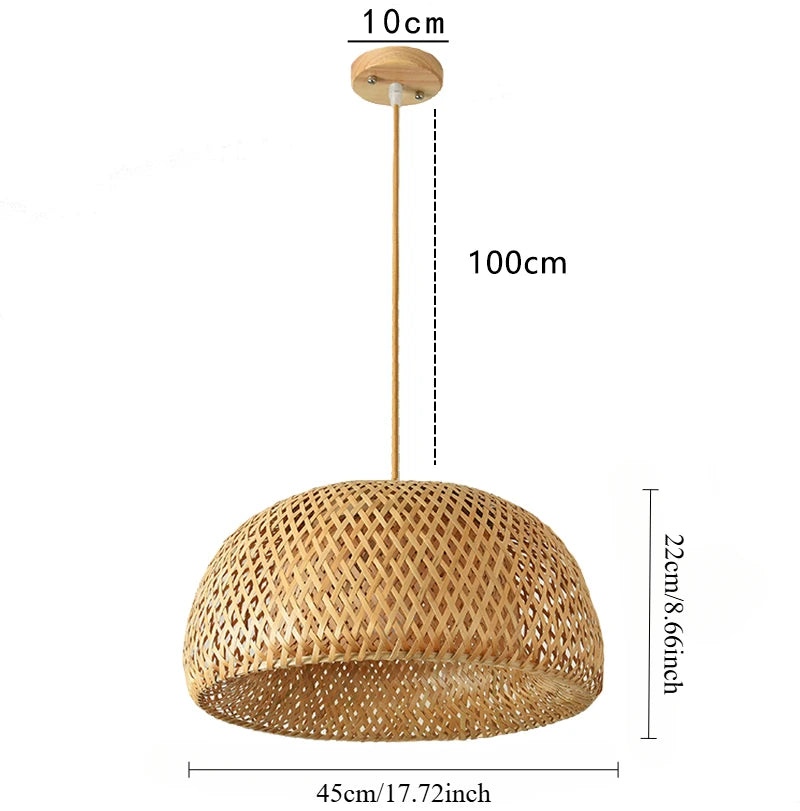 30/38/45CM Hand Knitted Chinese Bamboo Pendant Lamp Weaving Hanging Lamp Restaurant Chandeliers Home Decor Lighting Fixture