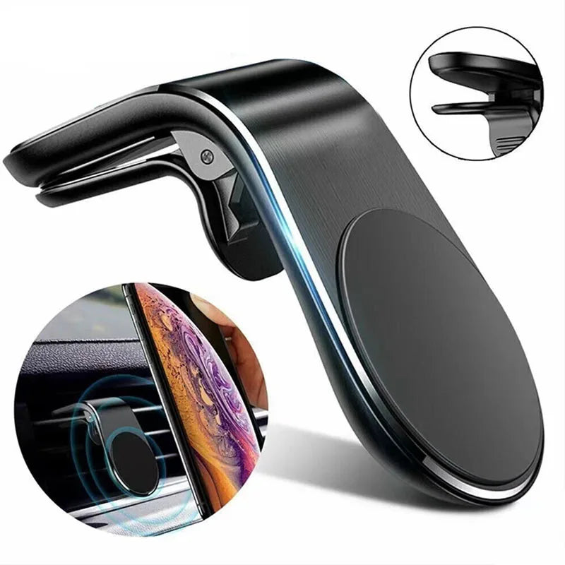 Mini Magnetic L-Type Phone Holder Air Vent Magnet Car Mount GPS Car Bracket for iPhone Samsung Xiaomi