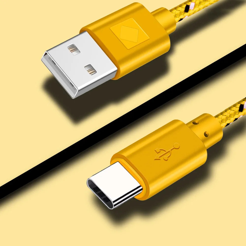 2.4A USB Type C Cable Fast Charging Nylon Braided Data Cable For Xiaomi 13 Huawei P60 Samsung S23 iPad USB C Phone Charger Wires