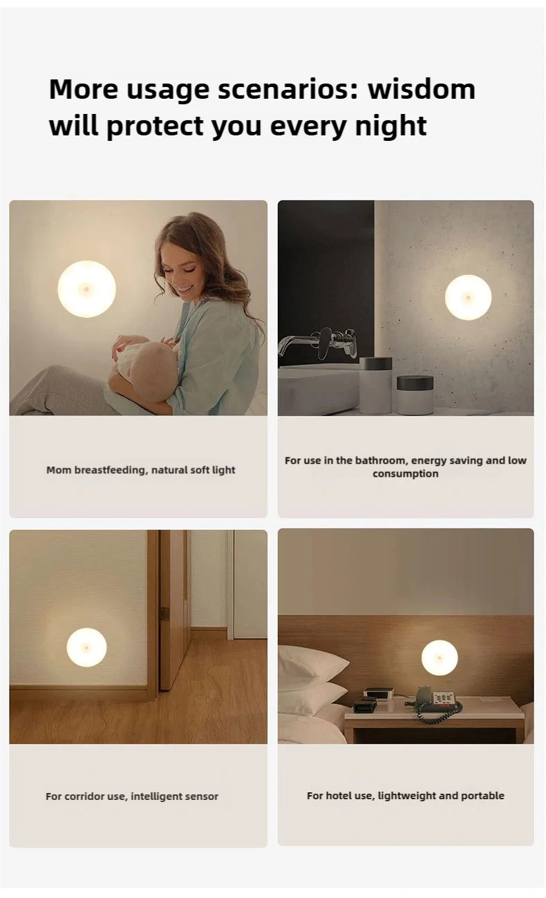 CY-LED night light with motion sensor, USB charging light for kitchen cabinets and ladders, wireless