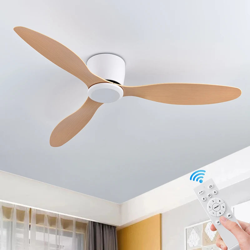 IRALAN 42inch/52inch Ceiling Fan without Light,6-Speed Reversible,Timer,Outdoor Bedroom Living Room-White/Black/Wood