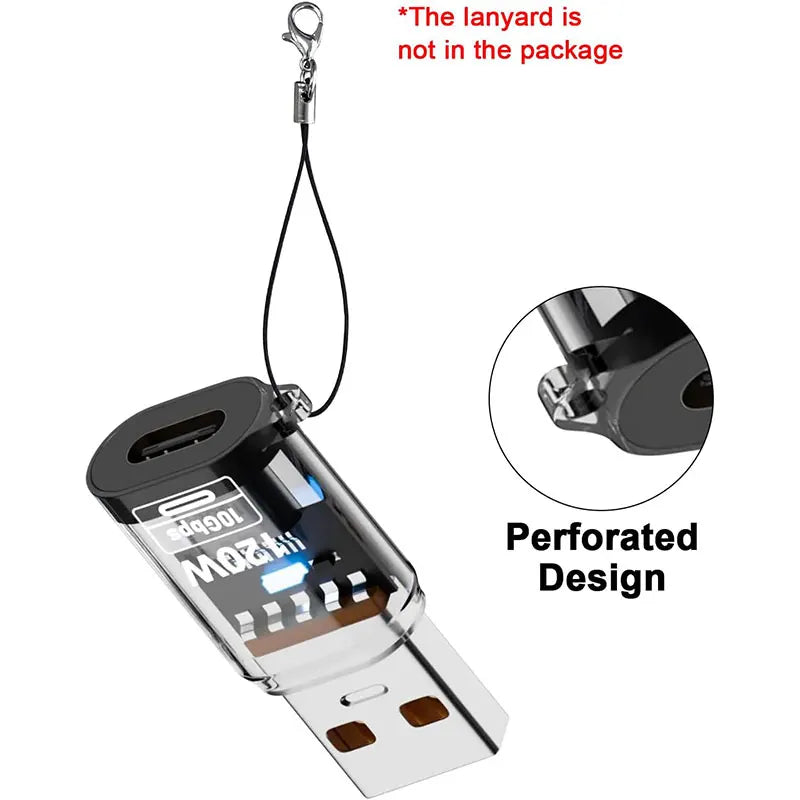USB3.2 Adapter 10Gbps, 120W USB C Female to USB Male/USB Type-C Male to USB Female Adapter OTG Fast Charging with Double