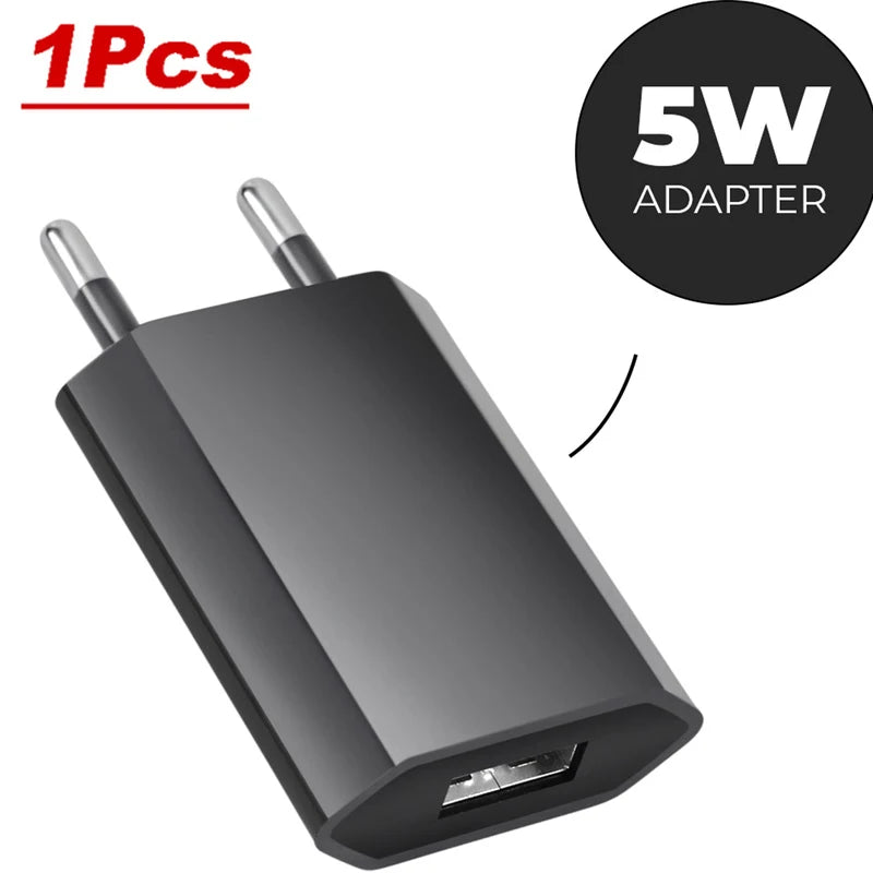 1/3/5pcs 1A 5V Power Supply Adapter Power EU Plug Portable USB Port Adapter Travel Wall Charger for iPhone Samsung Galaxy