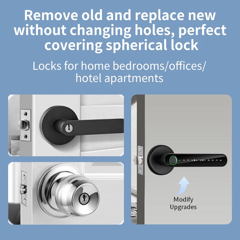 KERUI Fingerprint Door Lock  Tuya Smart /Smart Life Electronic Door Lock with Fingerprint/Password/Key/Tuya APP/Card Unlock