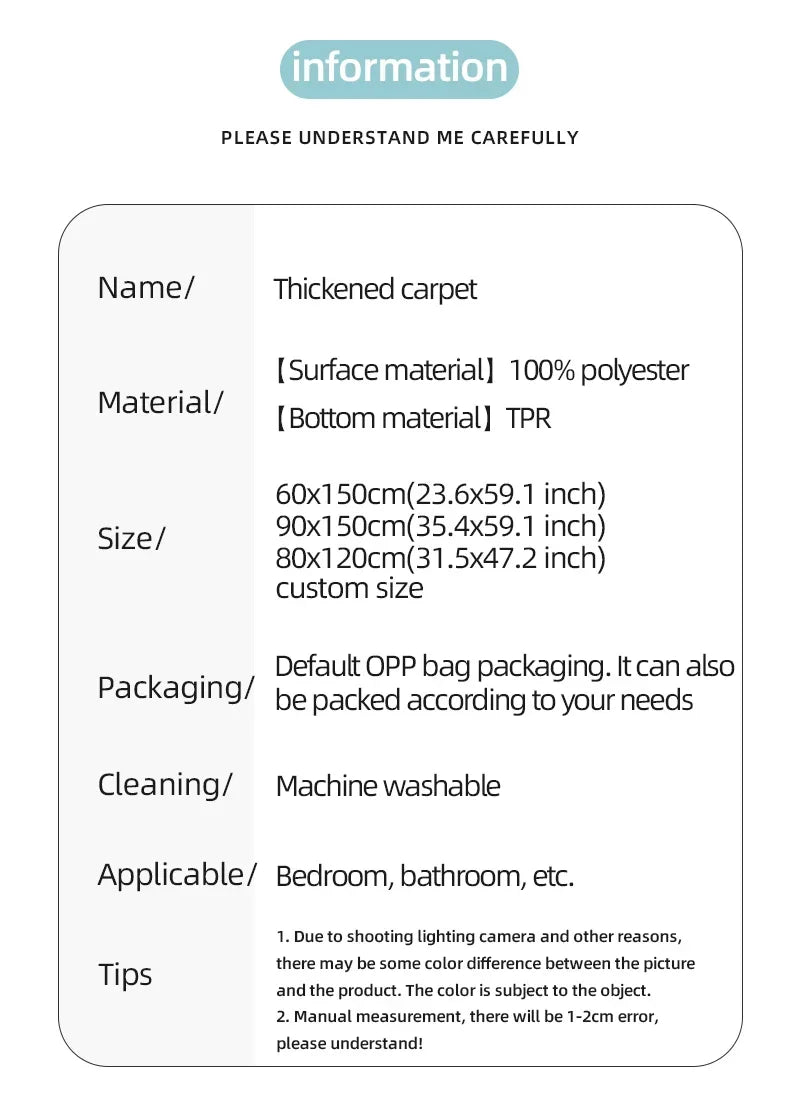 2PCS Soft Comfortable Thick Plush Floor Mat,Bathroom Floor Rug,Bedroom Carpet,Living Room Mat,Water Absorption Anti-Slip