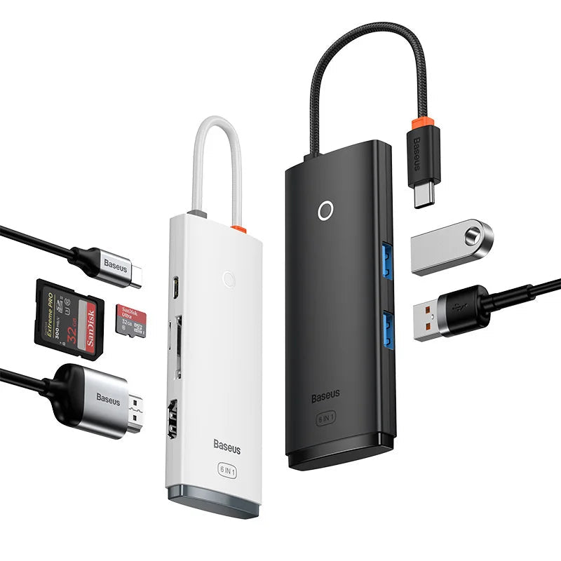 Baseus USB Type C HUB to HDMI-compatible USB 3.0 Adapter 6 in 1 Type C HUB Dock for MacBook Pro Air USB C Splitter