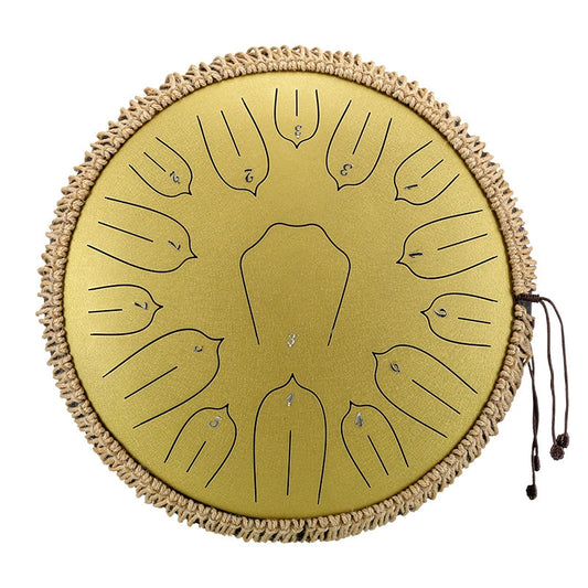 Hluru Music Drum 13 Inch 15 Notes Glucophone Steel Tongue Drum 15 Notes D Tone Ethereal Drum  Percussion Musical Instruments
