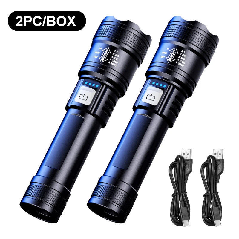 Ultra strong light long-range rechargeable flashlight for outdoor patrol, spotlight zoom aurora cannon, large floodlight laser c
