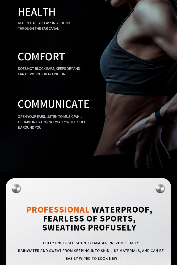 NEW Real Bone Conduction Sport Headphone Wireless Earphone Bluetooth-Compatible Headset Hands-free with Mic for Running