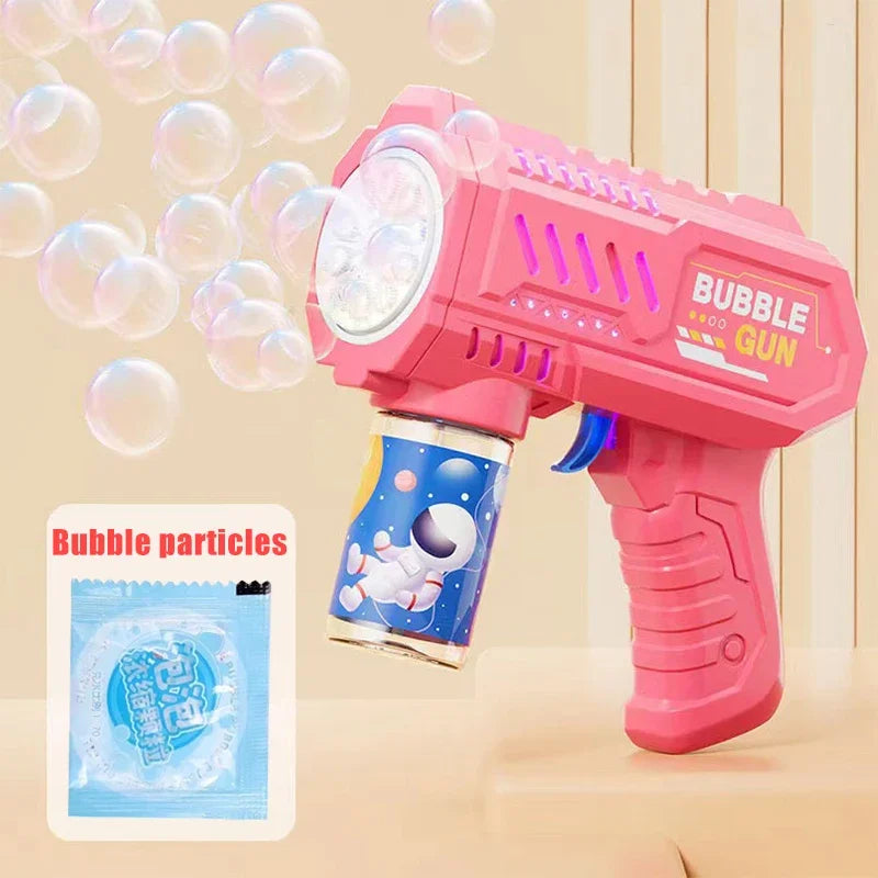 Fully Automatic Bubble Gun Rocket Bubbles Machine Automatic Blower with Bubble Liquid Toys for Kids Beach Outdoor Bubble Gifts