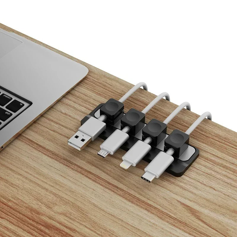 Magnetic Phone Cable Organizer Smooth Adjustable Cord Holder Under Desk Cable Management Pad Wire Keeper Cable Organizer Holder
