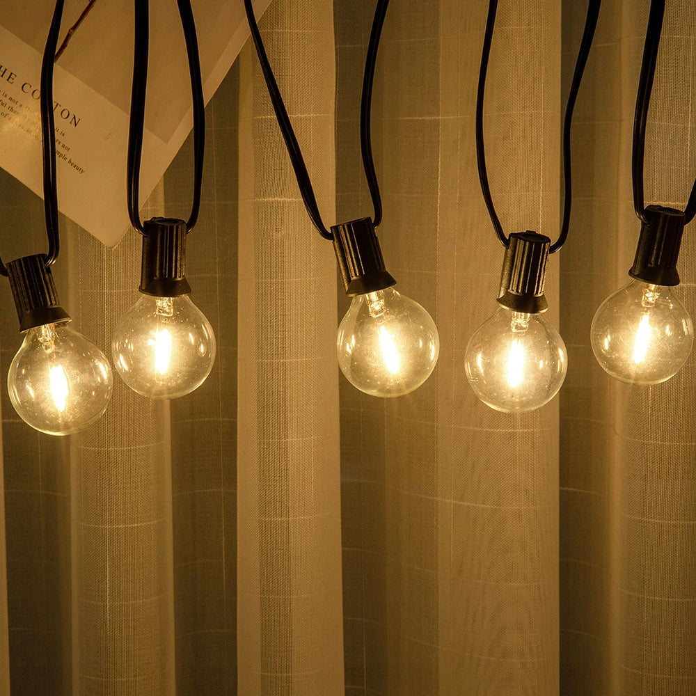 String Lights LED 15 Light Bulbs 10M G40 Globe String Lights Shatterproof Patio Lights for Indoor/Outdoor Commercial Decor Lamp