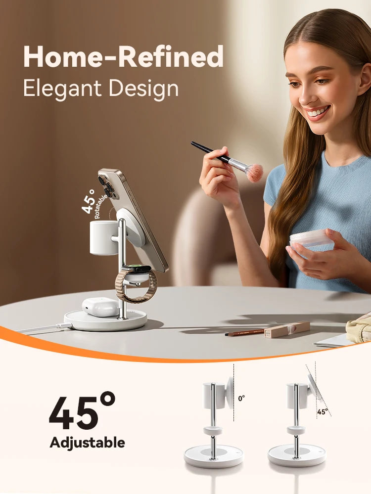 Joyroom Qi2 Magnetic Charging Station for Apple Fast Wireless Charger for iPhone 16 15 14 Pro Max for iWatch for AirPods JR-W23