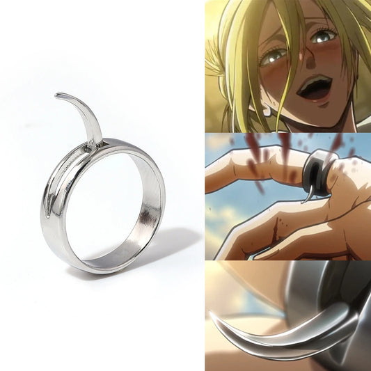 Anime Attack on Titan Ring Cosplay Props Anime Character Annie Leonhart Transformation Ring For Women Men Fans Jewelry Gifts