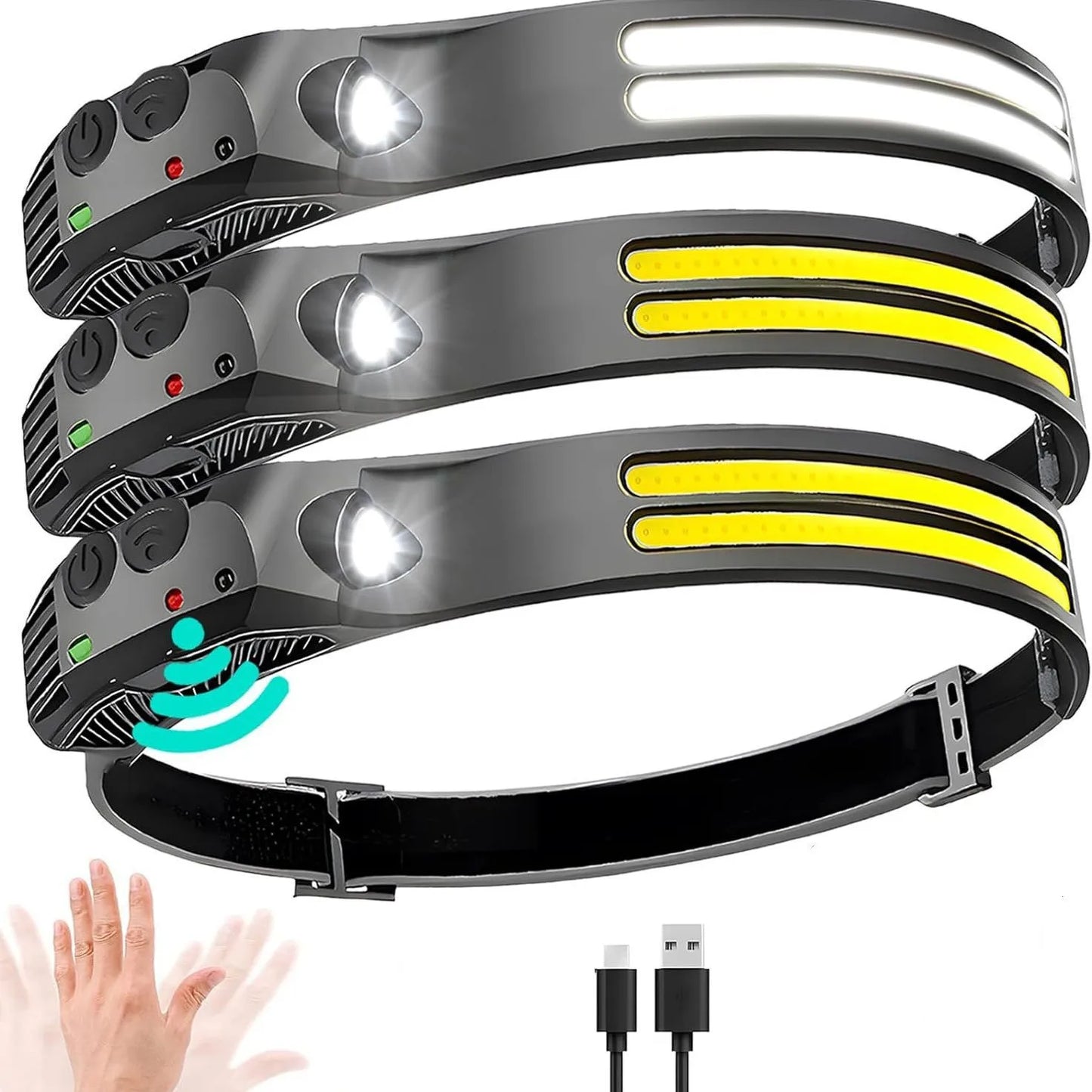 6 Modes LED Induction Headlamp COB Sensor Head Lamp Rechargeable Built-in Battery Flashlight Outdoor Work Lighting Headlights