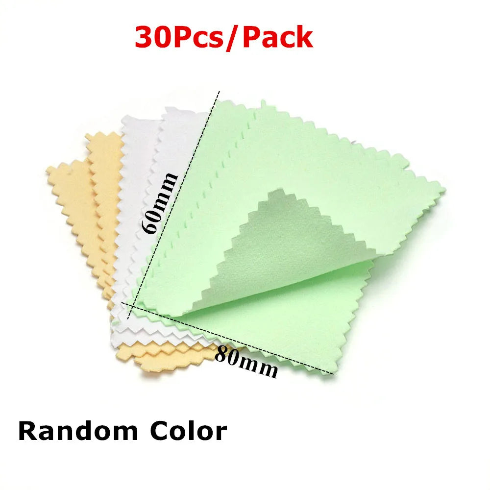 60mm 80mm 100mm Jewelry Polishing Cloth Double-Sided Cleaning Cloth for Gold Silver Jewelry Tools 10-30Pcs