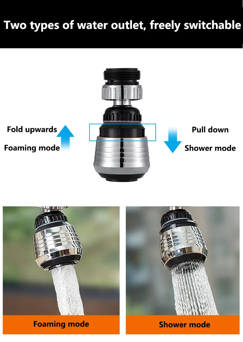 360° Rotating Kitchen Faucet Pressurized Anti-Splash Extended Filter Foam Universal Faucet Head Sprayer for Kitchen