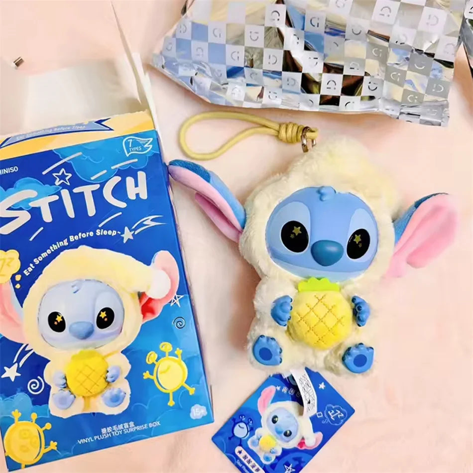 Miniso Stitch Eat Something Before Sleep Disney Blind Box Mystery Bag Vinyl Plush Doll Toys Pendant Surprise The Monsters Gifts