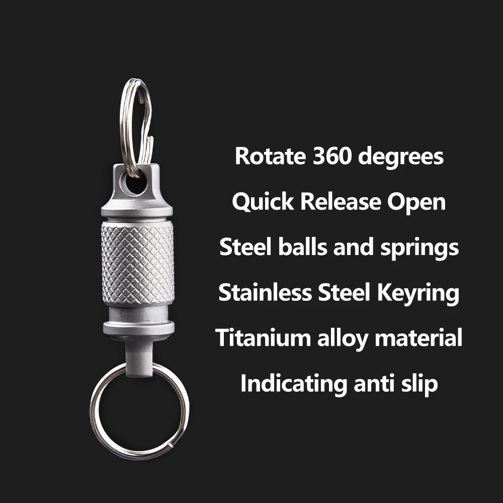 Titanium Alloy Keychain Quick Release Buckle 360 ° Rotation Mini Portable Connector Tool With Stainless Steel Keyring
