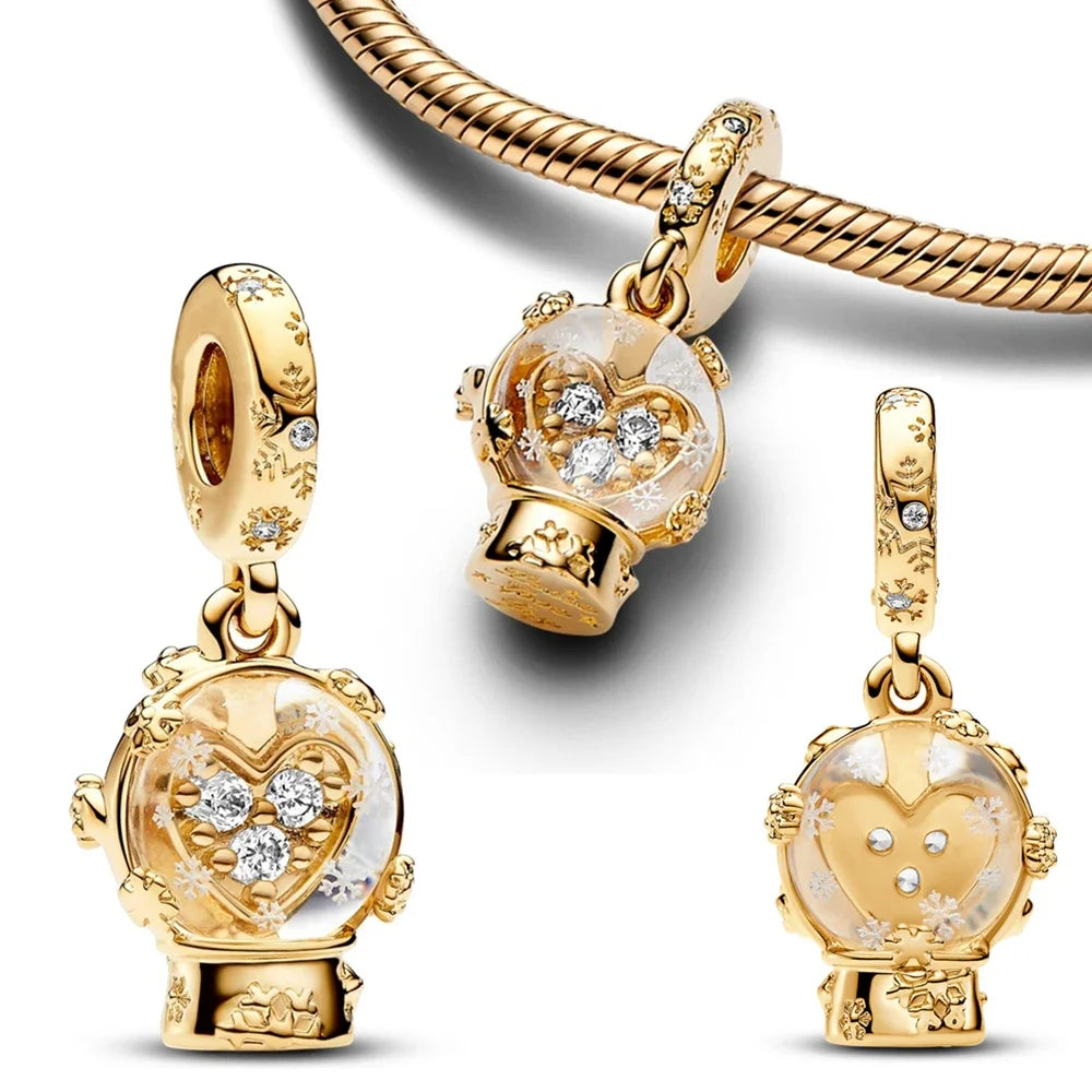 Sterling Silver 925 Gold Glow in The Dark Firefly Pendant Fit Bracelet Women DIY Pendant for Jewelry Making Gifts