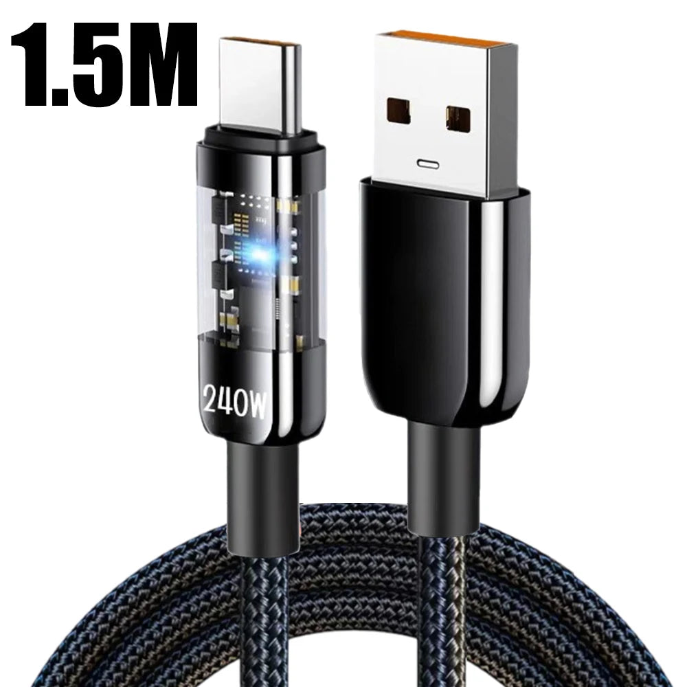 NNBILI 240W 6A USB To USB Type C Fast Charging Cable for Samsung Huawei Xiaomi LED lights Quick Charge Data Transfer USB C Cable